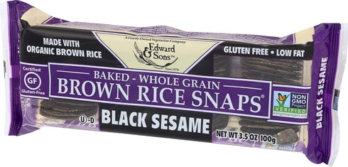 Edward & Sons Organic Brown Rice Snaps, Black Sesame Flavor, 3.5 oz