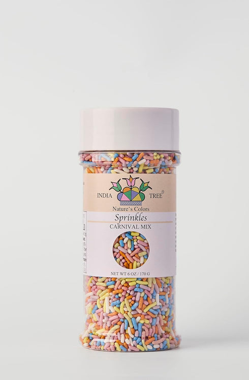 Pastel Rainbow Sprinkles - Dye-Free, Allergen-Free, Plant-Based Colors, 6 oz Jar