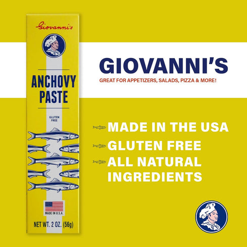 Giovanni's PASTE 2oz (Pack 3) Giovanni's Anchovy Paste, of | Seed Oil Free | Made in USA