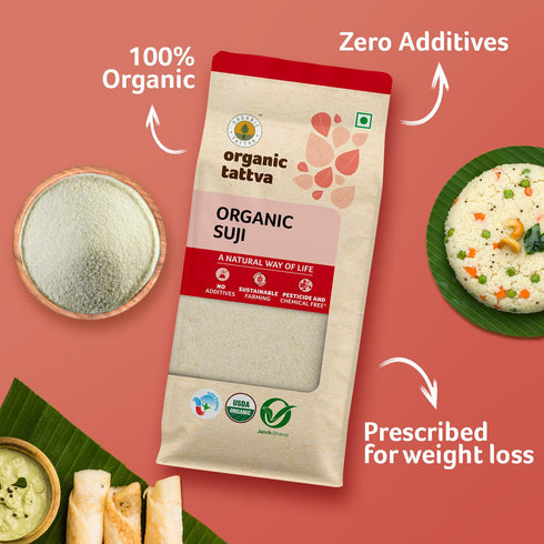 500g Organic Tattva Semolina Coarse Rawa Suji, USDA Organic Certified