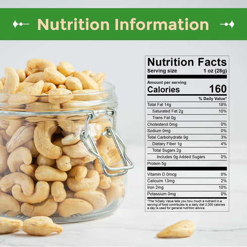 1(LB) Sincerely Nuts - Raw Cashews Whole and Unsalted | Healthy Snack, Source of Protein | Keto and Paleo Friendly
