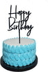 Happy Birthday Cake Topper - Black Birthday Party Decoration