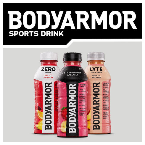 16 Oz (12 Pack), BODYARMOR Sports Drink, Strawberry Grape, Electrolyte Drink Hydration, Fl Bottles Flavored Coconut