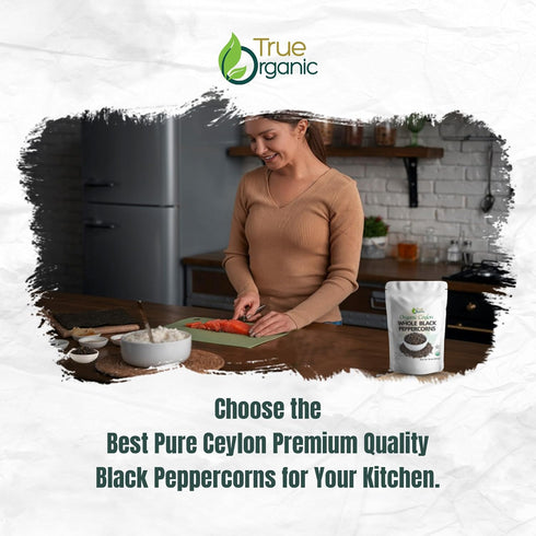 1 lb, 16 oz True Organic Black Peppercorns, Steam Sterilized, USDA & Kosher Certified, Premium Grade, Gluten-Free
