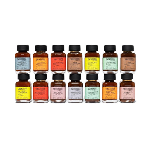 Pack Pack 14 Smokehouse by Thoughtfully, Gourmet BBQ Sauce Sampler Variety in Glass Bottles, Vegan and Vegetarian