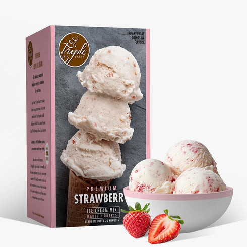 (2) 5 2 (2 Pack, Triple Scoop - Premium Strawberry Ice Cream Mix For Ice Cream Maker. Simple, Easy, Delicious. From