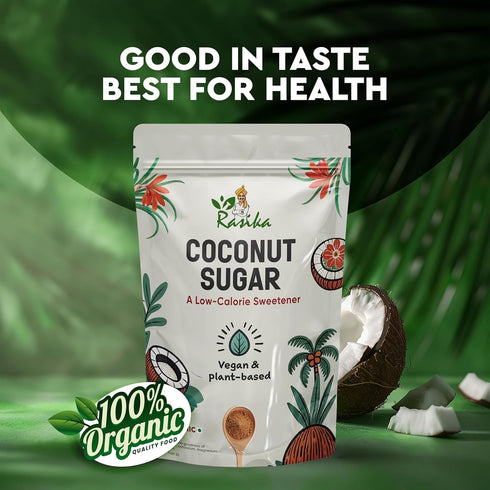 RASIKA OVERSEAS (300Gms) Rasika Organic Coconut Sugar, Unrefined Low Glycemic Sweetener Coconut Sugar for Baking