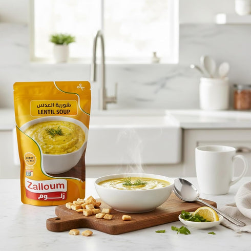 Zalloum 350g (12.35 oz), (4, - Lentil soup, All Natural Ready to Eat, Preservatives Free Lentil)