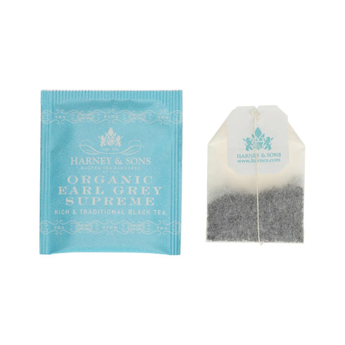 50 Harney & Sons Organic Earl Grey Supreme | Box of Organic Earl Grey Tea Bags with Black Tea & Bergamot Oil