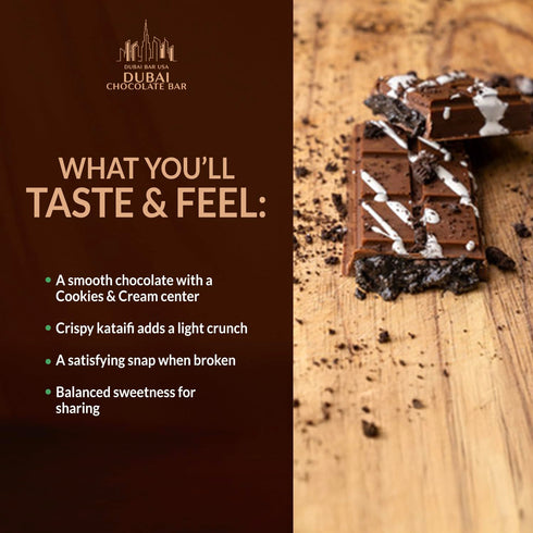 2.47oz (6 Pack) Dubai Chocolate Bar Cookies & Cream Premium Chocolate with Cookies & Cream Filling and Crispy Kataifi