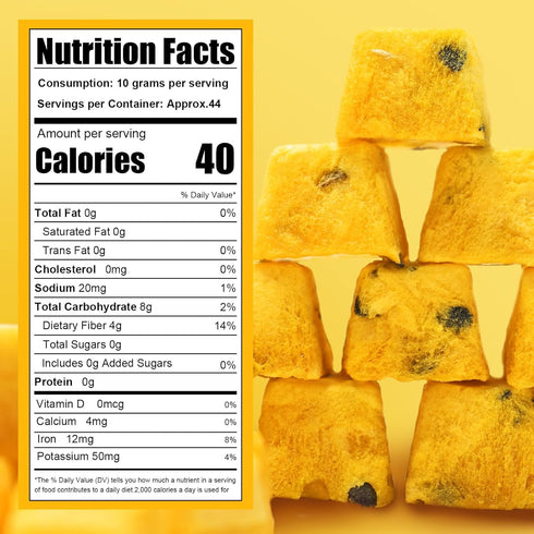 16oz/1 Freeze-Dried Passion Fruit Chunks Pound Bulk Bag - Unsweetened Crunchy Tropical Snack for Baking & Desserts