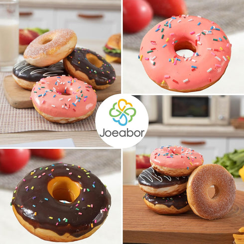 Joeabor 4 Pack Fake Donut Artificial Doughnut for Decoration Realistic Fake Food for Display Faux Dessert Party