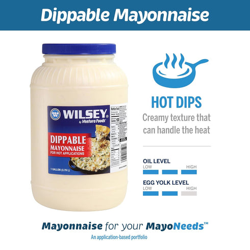 1 Wilsey Dippable Mayonnaise For Hot Dip Applications, Heat-Stabilized Creaminess, Dippable Consistency, Gallon