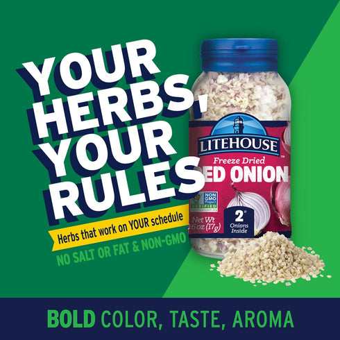 2 0.60 4-Pack Litehouse Freeze Dried Red Onion - Substitute for Fresh Red Onion, Jar Equal to Red Onion Fresh, Organic