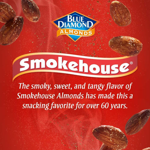 (1.5 Oz. Pack 12) Blue Diamond Almonds, Smokehouse Flavored Snack Nuts, Single Serve Bags Tubes
