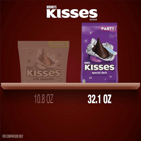 Pack, 32.1 oz HERSHEY'S KISSES SPECIAL DARK Mildly Sweet Chocolate Candy Party Great Holiday Candy and Stocking Stuffer