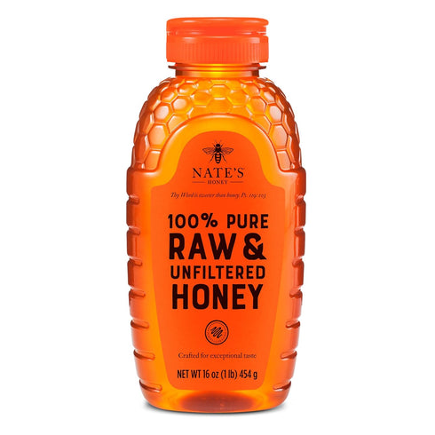 Nate's 100% Pure, Raw & Unfiltered Honey - Award-Winning Taste, 16 oz.