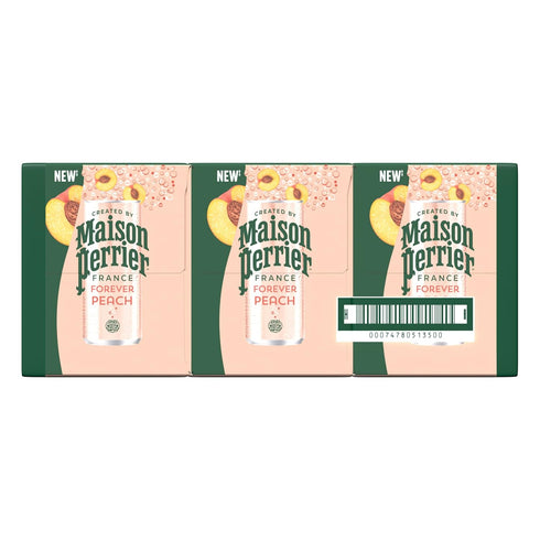11.15 Oz 8 Count, 3 Pack Maison Perrier Forever Peach Flavored Sparkling Water, Fl Cans