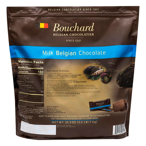 35.3 OZ (2.2 LB/1KG) Bouchard Belgian Milk Chocolate Napolitains