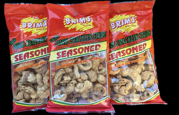 Generic BRIM'S Seasoned Pork Cracklin Strips, Fried Pork Rinds with Skin, 2 oz,