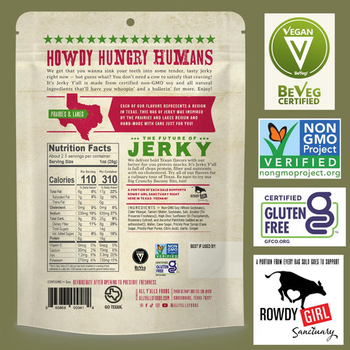 It's Jerky Y'all Vegan Jerky TERIYAKI (2-Pack) - Beyond Tender, Tasty Meatless Snacks, High Protein, Low Carb