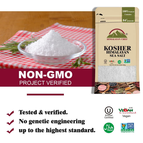 Himalayan Chef Kosher Sea Salt, Fine Grain, Non-Iodized, All Natural - 48 Ounce (Pack of 2)