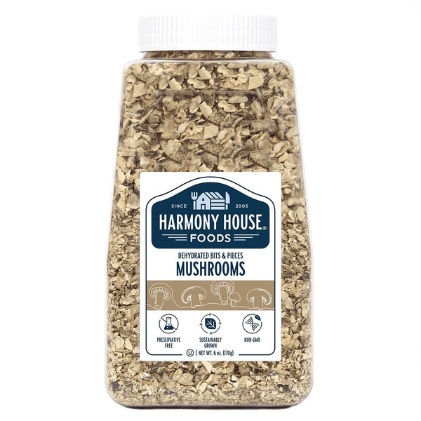 Harmony House Foods Dried Mushroom Bits & Pieces (6 oz, Quart Size
