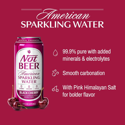 99.9% 16 Oz Tallboy 8 Pack Not Beer American Sparkling Water, Black Cherry, Pure, Mineral & Electrolyte Blend