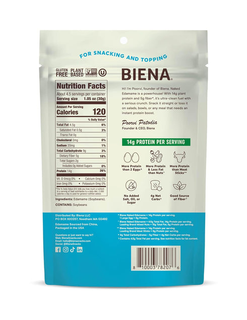 Biena Foods 4.75 OZ Naked Roasted Edamame
