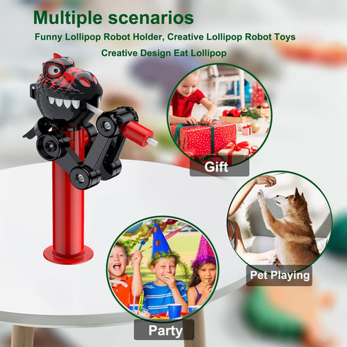 2 3 HDLNKAK Pcs Dinosaur Lollipop Holder for Kids, Halloween Lollipop Case, Creative Press-to-Store Toy & Fun Gift