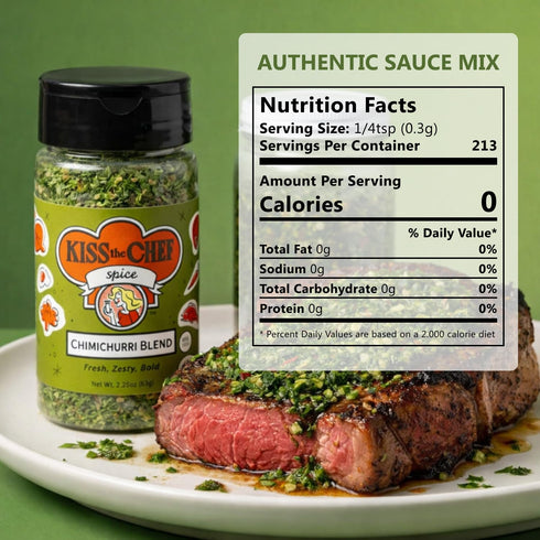 2.25 oz Kiss the Chef Chimichurri Blend Authentic Argentinian Chimichurri Sauce Mix & Dry Seasoning Herb & Garlic Spice
