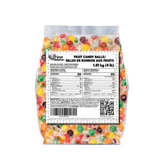 4 Hard Candy Fruit Balls - Pounds - Fruity Sour Balls - Classic Hard Candies for Office, Desk, Calssroom - Colorful