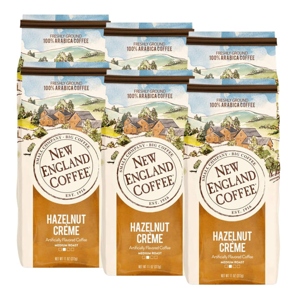 New England Coffee Hazelnut Creme Medium Roast Ground Coffee, 11oz Bag (Pack