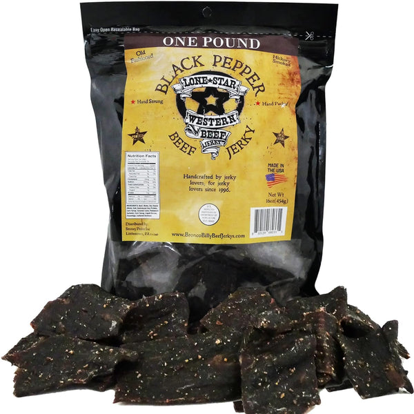 Lone Star Black Pepper Beef Jerky - 1 Pound Resealable Bag -