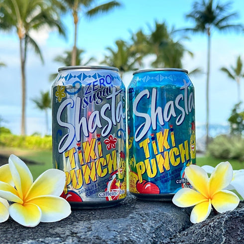 12-Pack 12oz Shasta Tiki Punch | of Cans | Tropical Fruit Punch Flavor | Sweet & Bold | Caffeine-Free