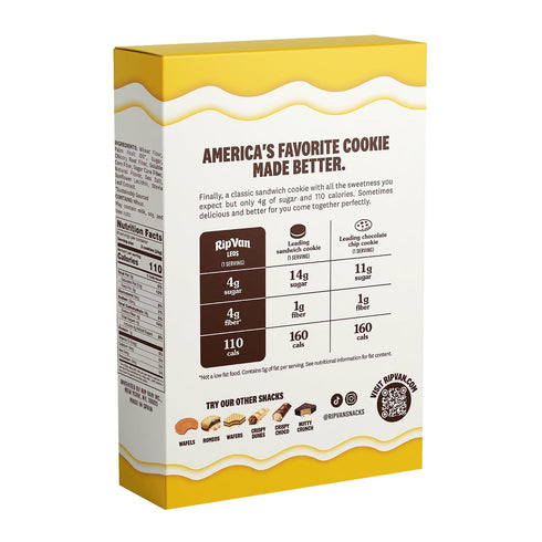 4 Packs 1.69oz) Rip Van Leos - Golden Vanilla Sandwich Cookies - Low Sugar and Low Carb Snack - Diabetic Snacks