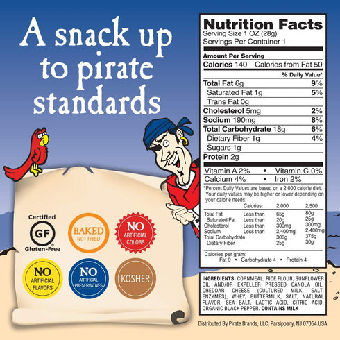 1oz (Pack 6) Pirates Booty Cheese Puffs, Healthy Kids Snacks, Real Aged White Cheddar, Individual Snack Sized Bags