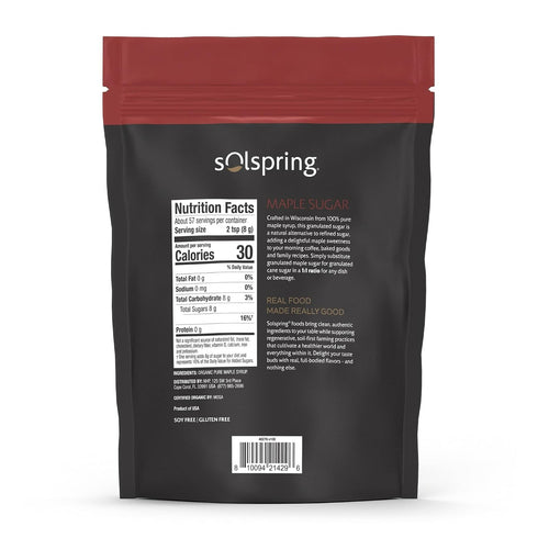 16 oz, Solspring Organic Maple Sugar, Granuated, Made in U.S.A, Sugar Alternative, Certified USDA Organic, Dr. Mercola