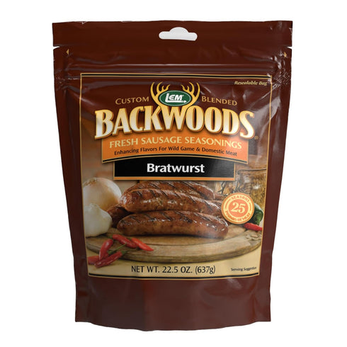 LEM Products Backwoods Bratwurst Fresh Sausage Seasoning, Ideal for Wild Game and