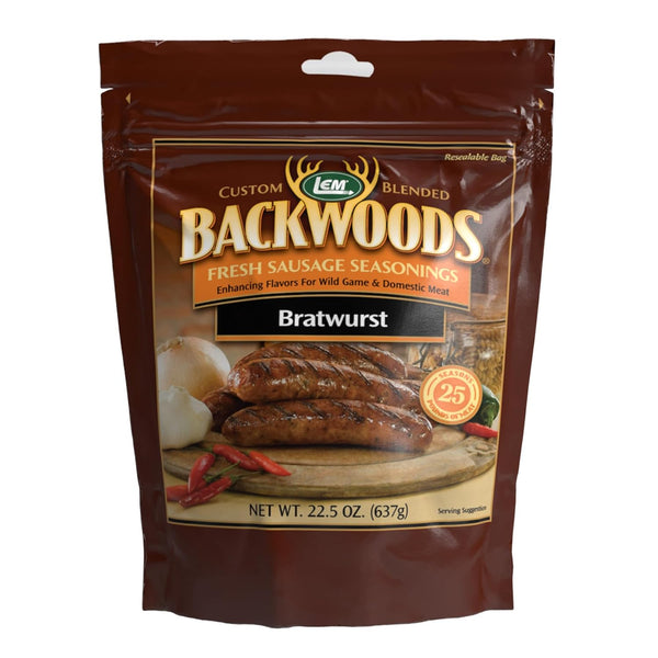 LEM Products Backwoods Bratwurst Fresh Sausage Seasoning, Ideal for Wild Game and