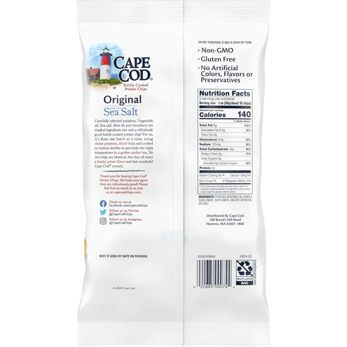 Cape Cod Kettle Cooked Potato Chips Original Sea Salt, 5 Ounce