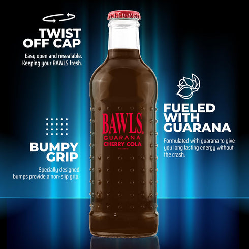 Bawls 10oz 12 Pack Guarana Cherry Cola, Guarana Drink, Guarana Soda, Guarana Fueled Soda for Energy, High Energy