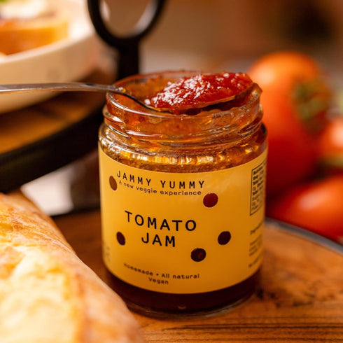 Jammy Yummy 8 (Pack 1) Tomato Jam - Handmade, Simple Ingredients, No Additives, Vegan, Gluten-Free - Ounce Jar