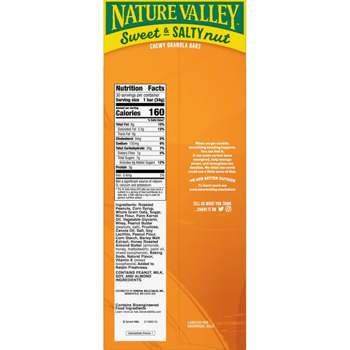 30 36 OZ Nature Valley Sweet and Salty Granola Bars, Peanut, Bars