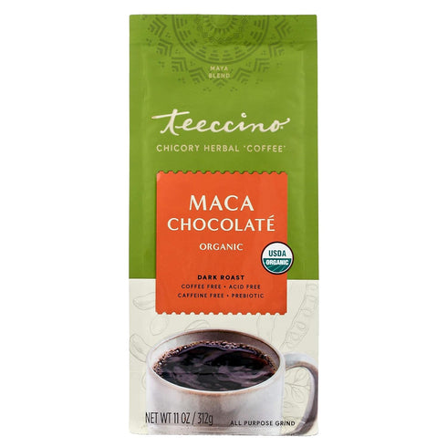 11 (Pack 3) Teeccino Maca Chocolat Chicory Coffee Alternative - Ground Herbal Coffee Thats Prebiotic, Caffeine Free
