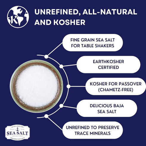 14 oz Fine Grain Kosher Salt, Non-Iodized & Natural Fine Replacement for Table Salt for Table Shakers, Bag
