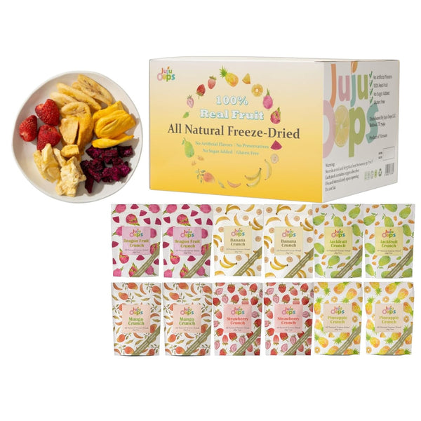Juju-Oops Freeze-Dried Mixed Fruit 12 Bulk Packs | 1 Oz, Crunchy Healthy
