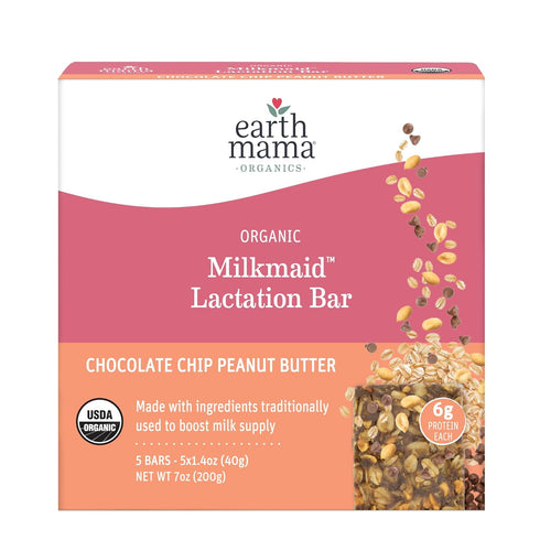 Earth Mama Organic Milkmaid Lactation Bars, Chocolate Chip Peanut Butter, 5 Count