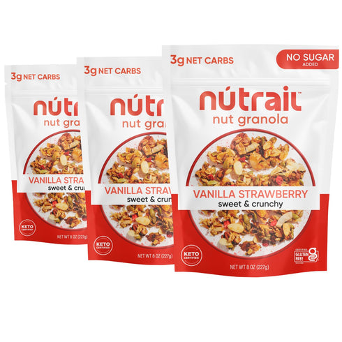 NuTrail Nut Granola Cereal, Vanilla Strawberry, No Sugar Added, Keto, Low Carb,
