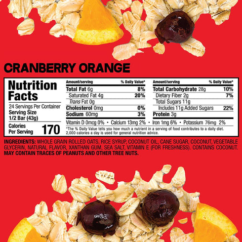 Pack 12 Bobo's Cranberry Orange Oat Bars, Gluten Free, Non-GMO, Whole Grain Oats, of | Snack Bars | On-the-Go | Made